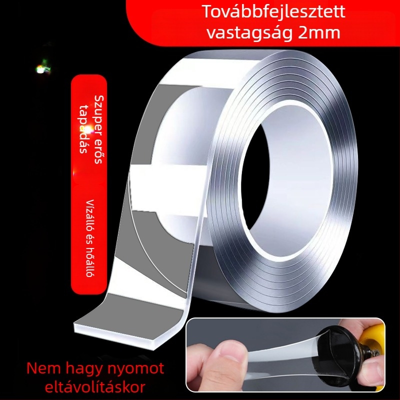 Nano akril dupla oldalú szalag, erős tapadással, átlátszó, mosható, nyommentes, VHB
