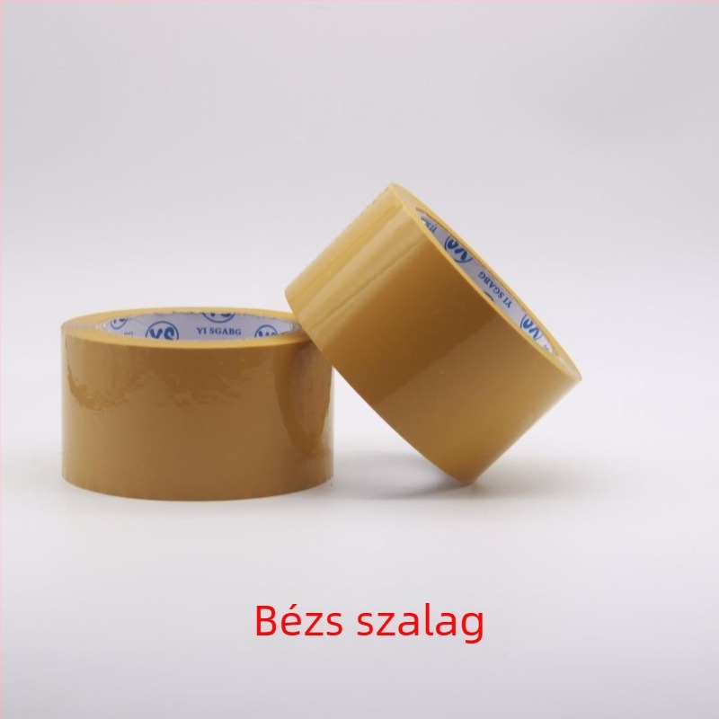 Csomagoló szalag, 6 cm × 100 m, BOPP film, bézs/átlátszó, ragasztó nagy viszkozitású
