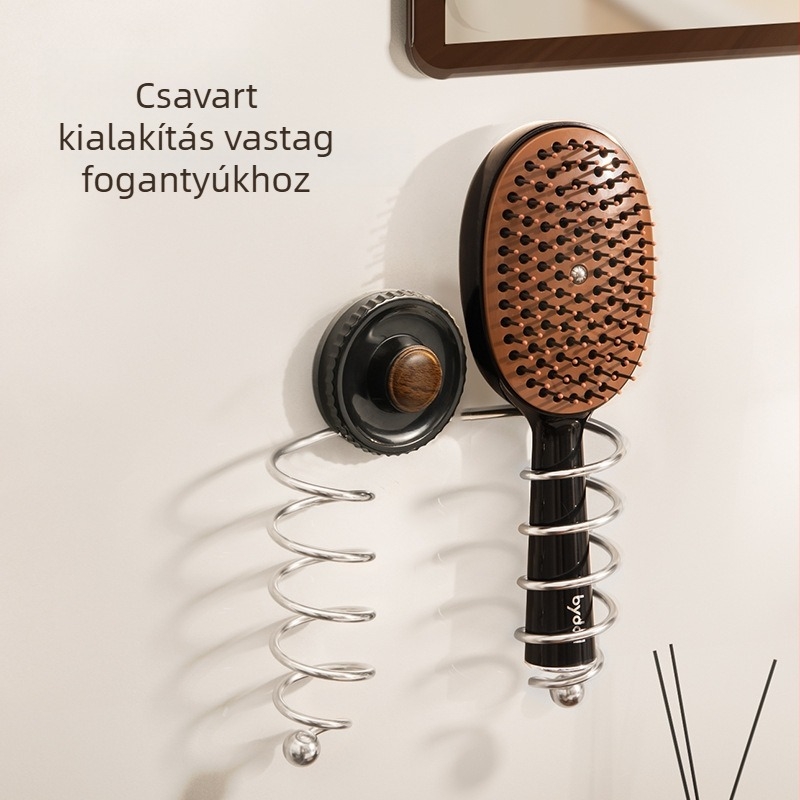 Falra szerelhető tároló szívócsészével borotvához és fésűhöz, fürdőszobai rendező
