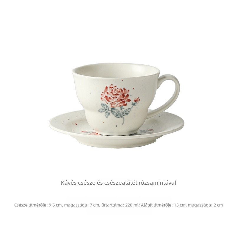 Európai stílusú kávéscsésze és alátét készlet latte art-tal, délutáni teához, matt kerámia