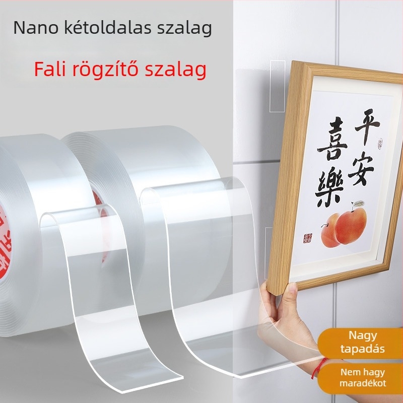 Átlátszó akril nano kétoldalas ragasztószalag, vízálló, nagy tapadási erő