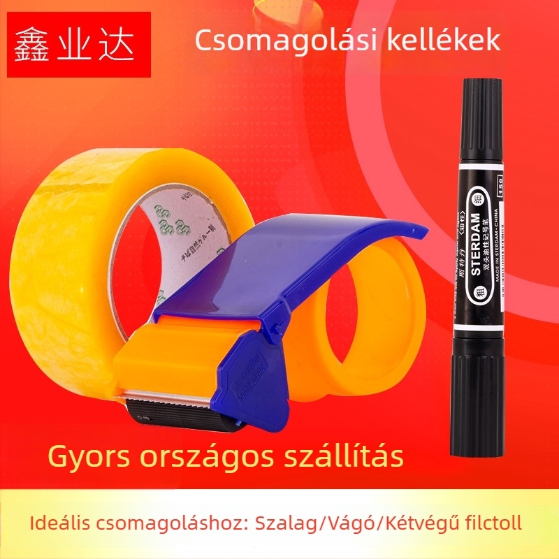 Átlátszó csomagoló szalag vágóval dobozok lezárásához