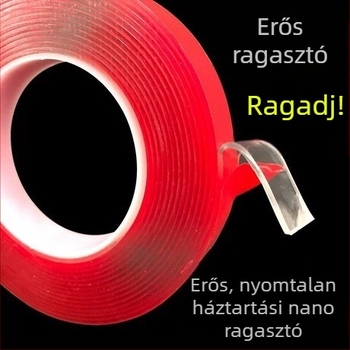 15mm x 33m x 1mm átlátszó, magas adhéziós képességű kétoldalas ragasztószalag, vízálló, hőálló, tartós és hosszú ideig tartóan rögzít