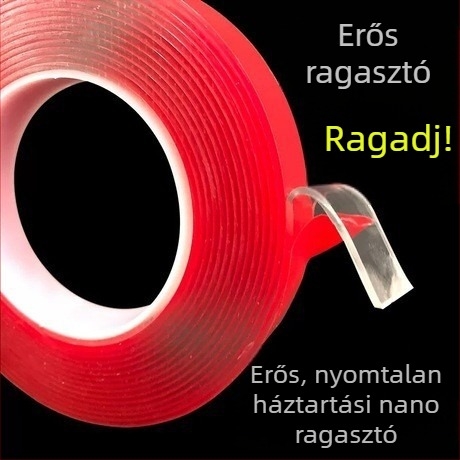 15mm x 33m x 1mm átlátszó, magas adhéziós képességű kétoldalas ragasztószalag, vízálló, hőálló, tartós és hosszú ideig tartóan rögzít