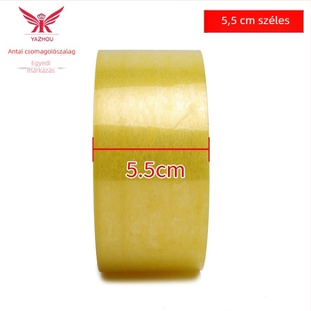 Átlátszó csomagoló tape, szélesség 5,5 cm, hosszúság 100 m, széles, nagy tapadással, BOPP alapanyagú, vízbázisú ragasztóval, dobozok lezárásához