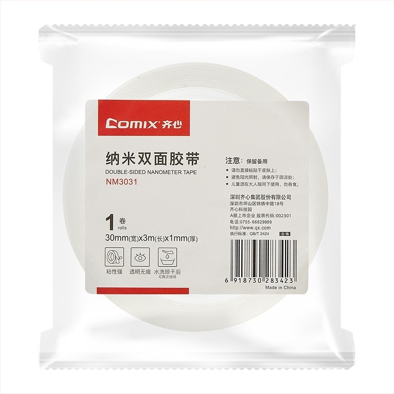 Qixin NM3031 Nano kettős oldalú ragasztószalag, 30 mm × 3 m, 1 mm vastag, átlátszó, otthoni és irodai használatra
