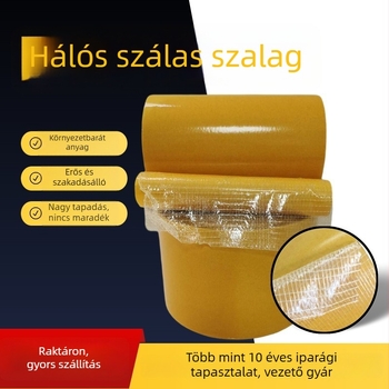 Szálas kétoldalas ragasztószalag üvegszálas hálószövettel, erős, átlátszó szőnyegvarráshoz, maradványmentes