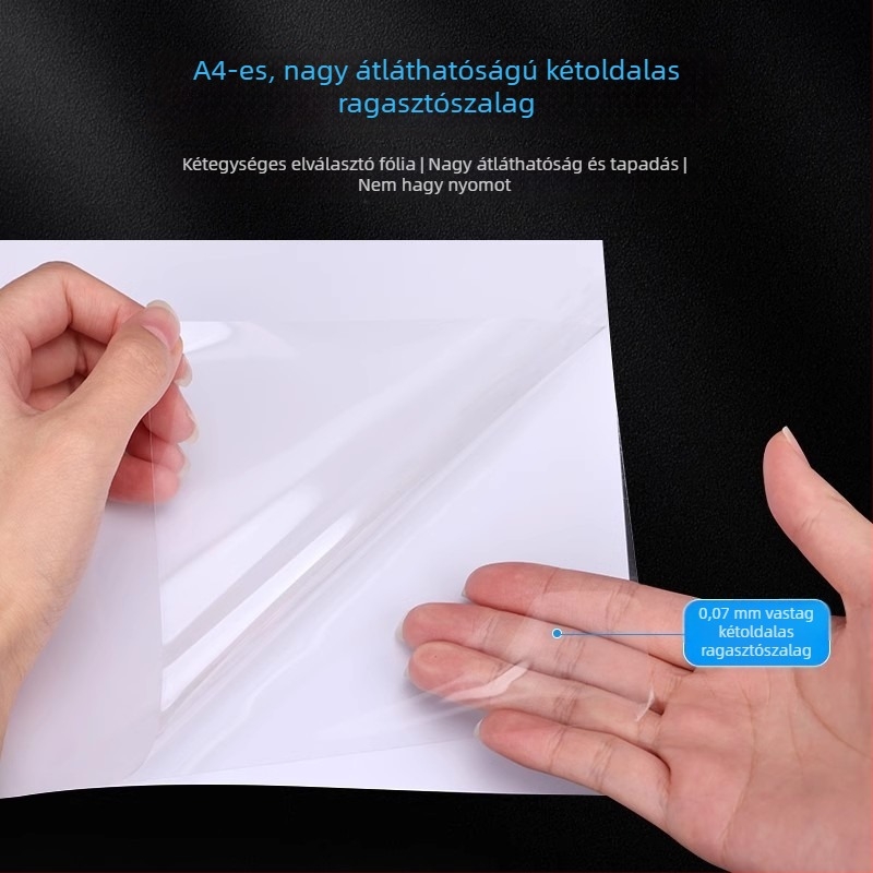 PET kétoldalas ragasztószalag, A4-es méretű nagylap, ultra átlátszó, magas viszkozitású, ultra vékony, színtelen vízálló film, DIY hűtőszekrény matrica, akril ragasztó