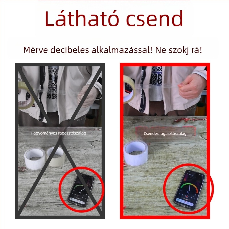 Átlátszó irodai csomagoló szalag, csendes, nagy tapadással