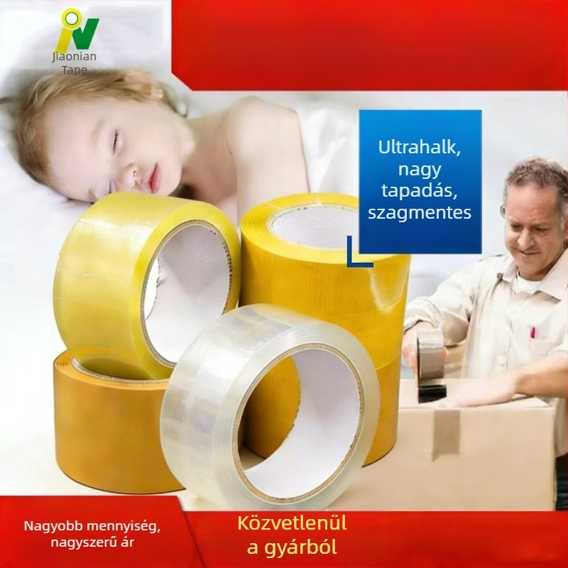 Átlátszó irodai csomagoló szalag, csendes, nagy tapadással