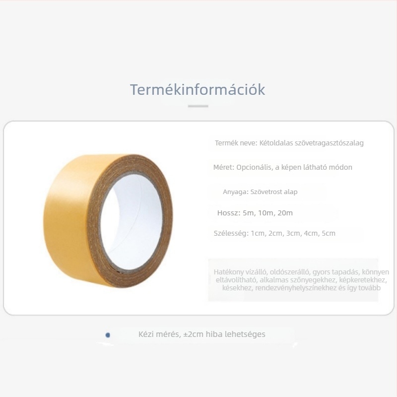 Textil-alapú kétoldalas ragasztószalag szőnyeg- és vinilépadlók illesztéséhez, sárga átlátszó hálós mintázat, vízálló, erős tapadás, nyom nélkül