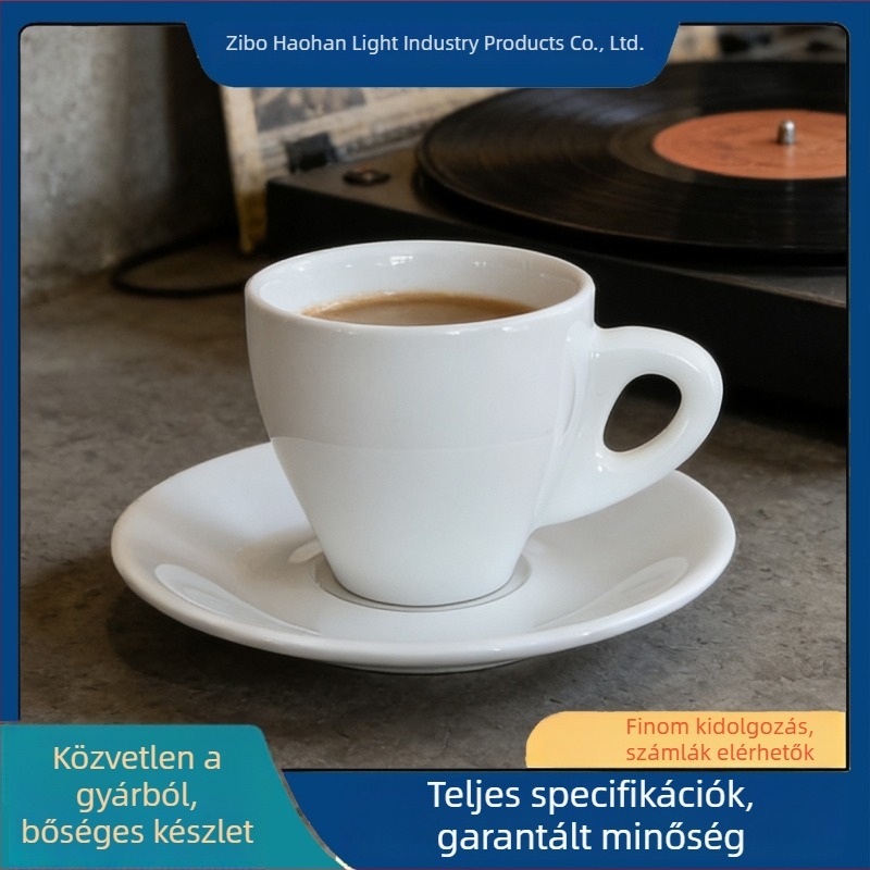 Espresso pohár és alátét készlet, 80 ml, európai kerámia, mini extrakció stílusú, logóval