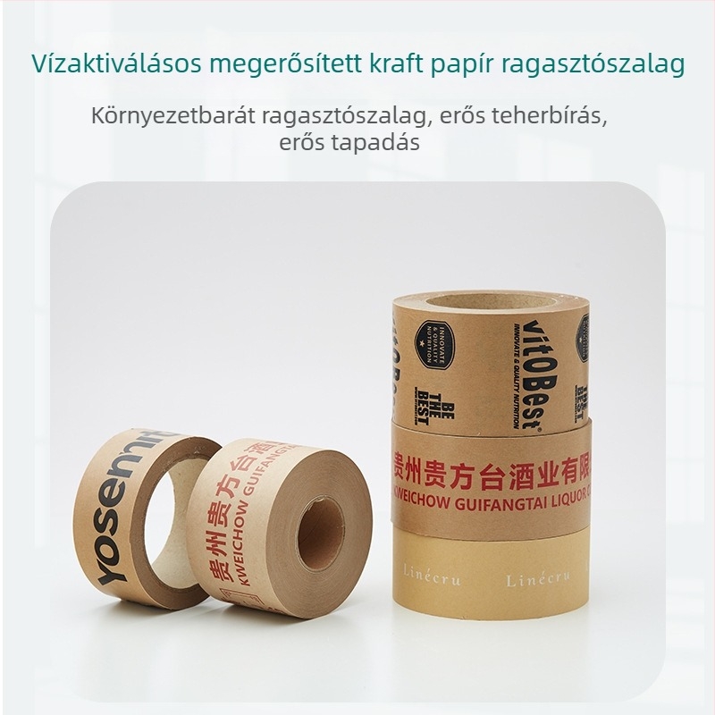 Egyedi Kraft papírból készült lezáró szalag logónyomtatás nélkül, biológiailag lebomló írható csomagoló szalag