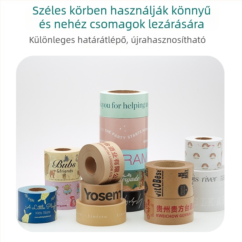 Egyedi Kraft papírból készült lezáró szalag logónyomtatás nélkül, biológiailag lebomló írható csomagoló szalag
