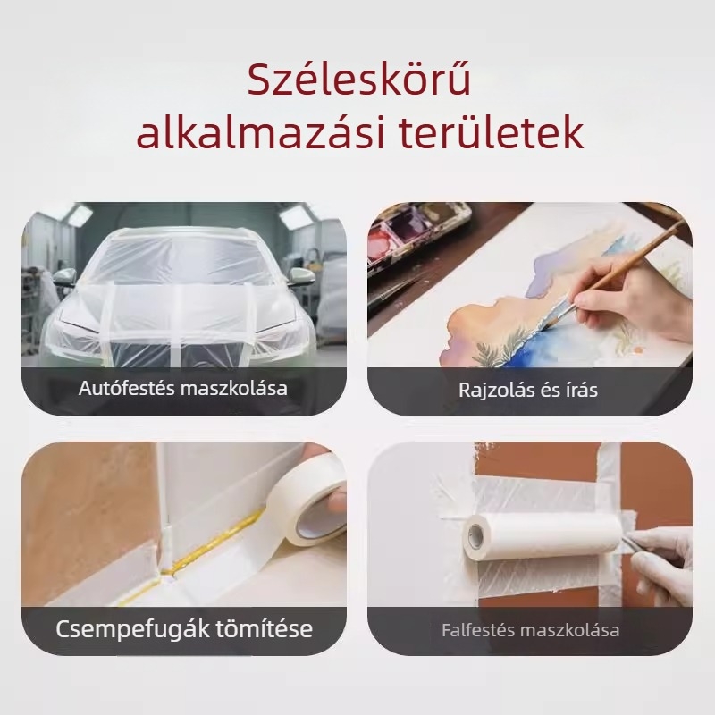 Texturált papírból készült maszkoló szalag falakhoz, nyom nélkül, művészeti projektekhez és autó részletezéshez, könnyen eltávolítható