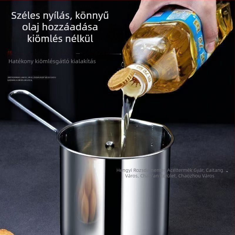 Rozsdamentes acél serpenyő fedővel, kis háztartási serpenyő harapnivalókhoz