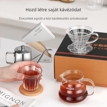 Pour-over kávé készlet teáskannával és szűrőkkel, ajándék dobozban