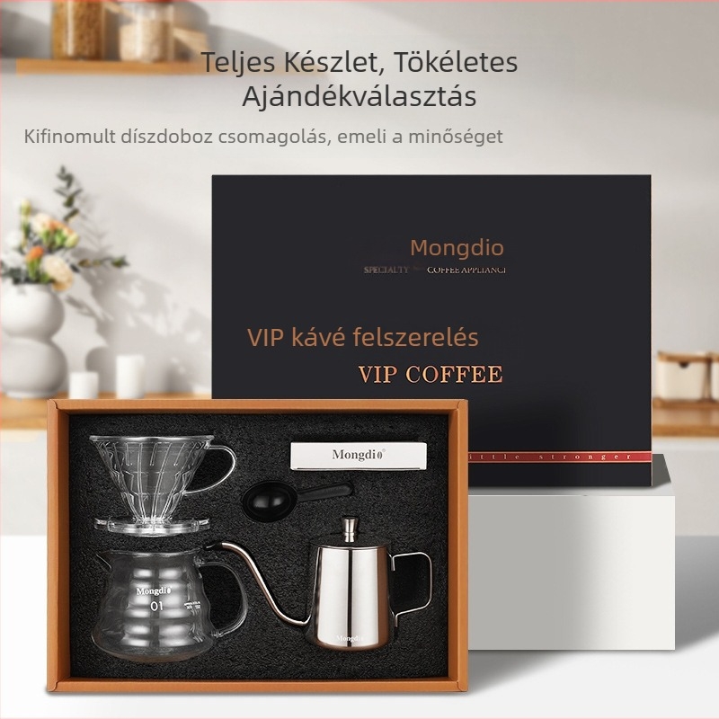 Pour-over kávé készlet teáskannával és szűrőkkel, ajándék dobozban
