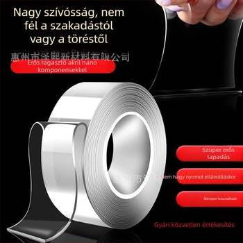 Nano kétoldalas ragasztószalag átlátszó akrilból, magas viszkozitású, erős tapadás, nyom nélkül