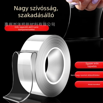 Nano kétoldalas ragasztószalag átlátszó akrilból, magas viszkozitású, erős tapadás, nyom nélkül