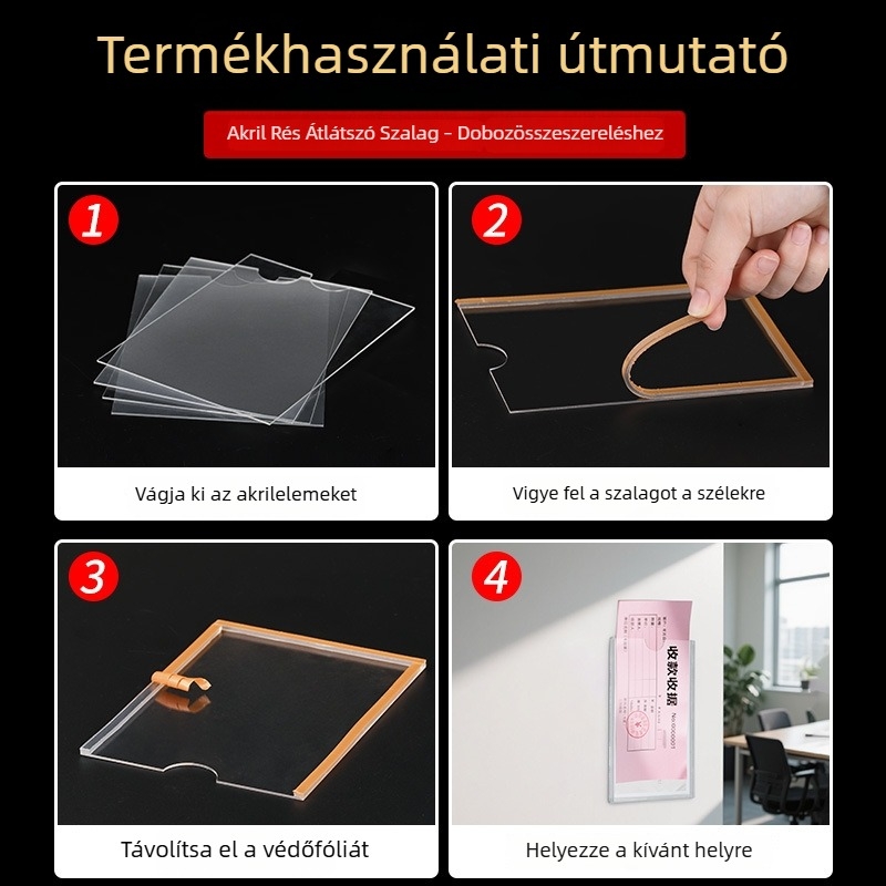 3j Akril kétoldalas ragasztószalag kártya-nyílásokhoz, magas hőmérséklet-állóság, átlátszó, Plexiglass és PS számára