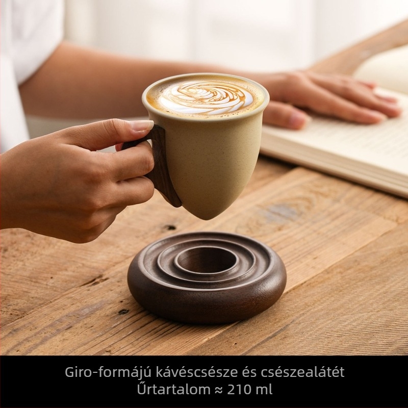Retro stílusú kávéscsészék készlet, elegáns latte-hoz és délutáni teához, kőedény kerámia, ajándék otthonra és üzleti használatra