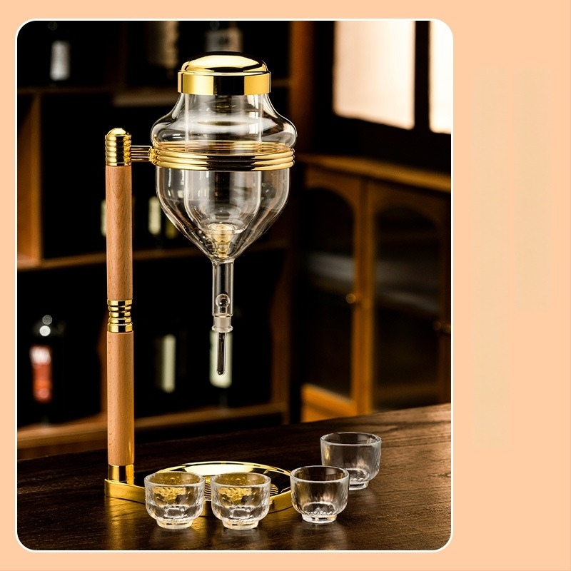 Japán étterem-stílusú sake- és borkiszolgáló készlet, vörösboros dekantáló, melegítő kancsó, sárkányfej csap, hűtőedény bor számára
