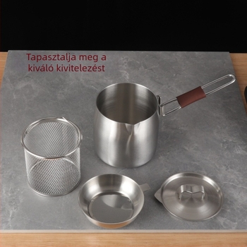 304 rozsdamentes acél kültéri mély fritőz felmagasított tésztás edénnyel, sütőkosárral és olajszűrő tartállyal, 2 L, háztartási használatra, fogantyúval, többfunkciós