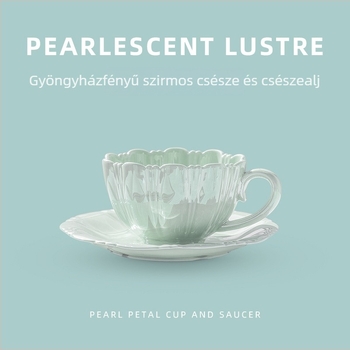 Porcelán kávéscsésze és alátét készlet virágszirom mintával, kifinomult, kreatív délutáni tea ajándék