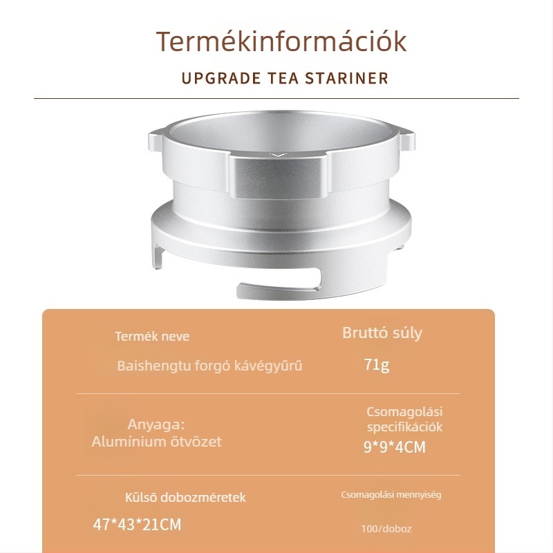 58 mm-es forgó alumínium ötvözet porgyűrű kávéfőző géphez, adapterrel