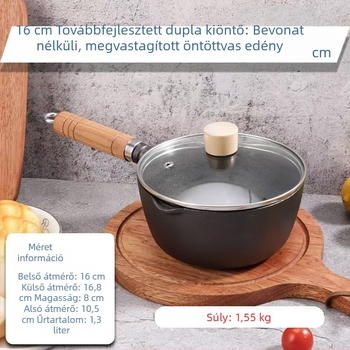 Öntöttvas tejfőző edény bébiételhez, vasban gazdag leves, tapadásmentes, indukciós tűzhelyhez kompatibilis