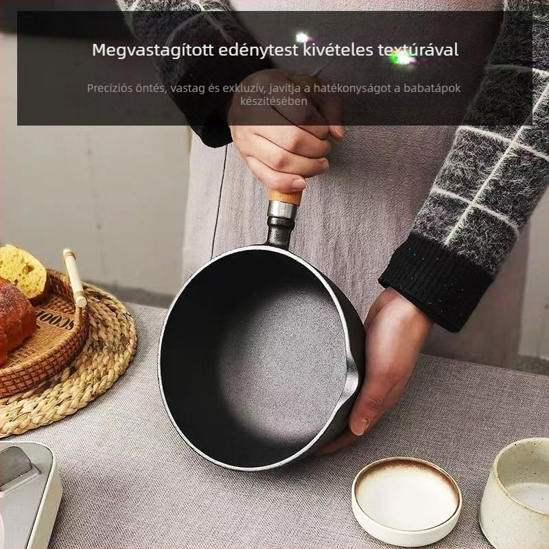 Öntöttvas tejfőző edény bébiételhez, vasban gazdag leves, tapadásmentes, indukciós tűzhelyhez kompatibilis