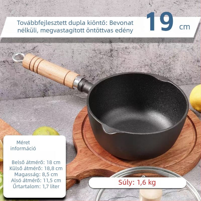 Öntöttvas tejfőző edény bébiételhez, vasban gazdag leves, tapadásmentes, indukciós tűzhelyhez kompatibilis