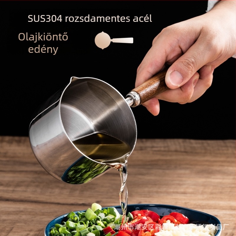 304 rozsdamentes acélból készült kis olajöntő edény, olaj öntésére és melegítésére, mini tejes kanna