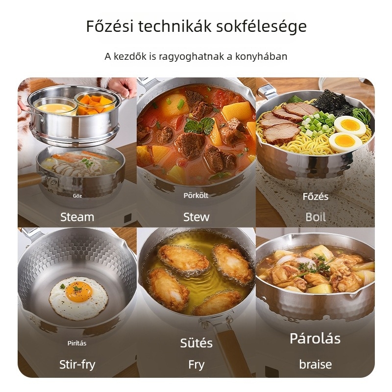 Fedetlen titán Yukihira fazék, kompakt tejfőző fazék, mindent egyben a tészta főzéséhez és pároláshoz, bébi leves és bébiétel készítésére