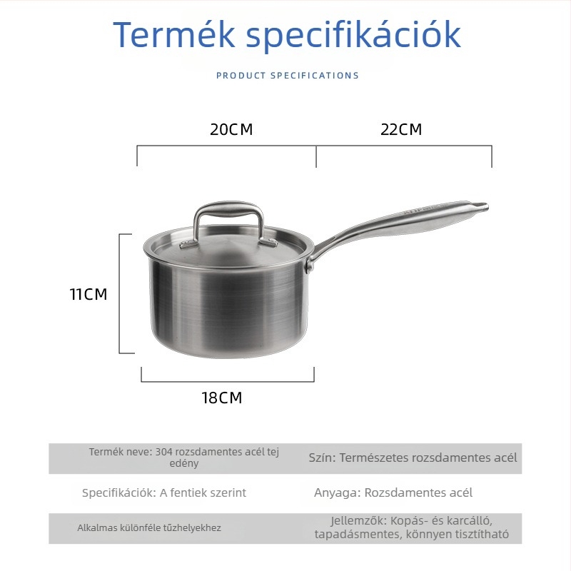 304 rozsdamentes acél tejfőző edény, tapadásmentes bevonattal, bébiételekhez, kompakt, többfunkciós pároló