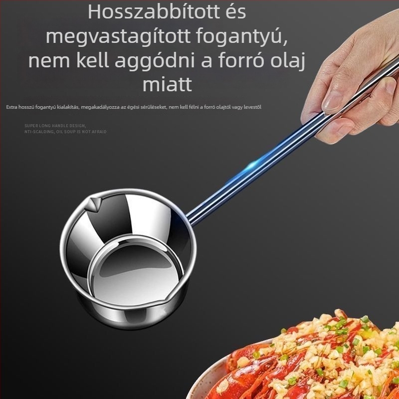 316 rozsdamentes acél tejfőző fazék hosszú fogantyúval, tapadásmentes bevonattal, olajöntő kanállal és kis leveses kanállal