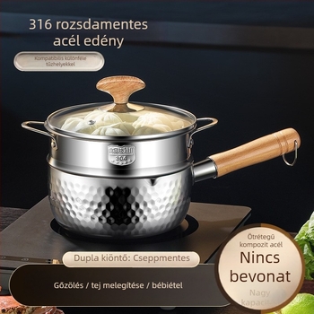 304 háromrétegű rozsdamentes Yukihira fazék, élelmiszerrel érintkező minőséggel, mérőskálával, háztartási használatra, bevonat nélküli, alkalmas babaételekhez