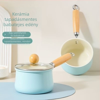 Kerámiából készült kis tejes fazék, vastagított tapadásmentes felülettel, edény babaételekhez, háztartási gyors tészta fazék, lapos aljzattal