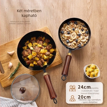 Kézzel kovácsolt kis vas edény egy adagos kiszolgáláshoz, tojás és steak sütőedény üvegfedővel, modern minimalista dizájn