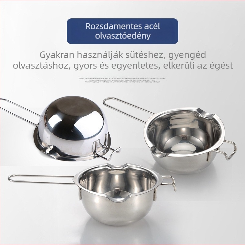 Rozsdamentes acélból készült vaj, sajt és csokoládé olvasztó edény vízfürdővel – sütéshez melegítő fazék