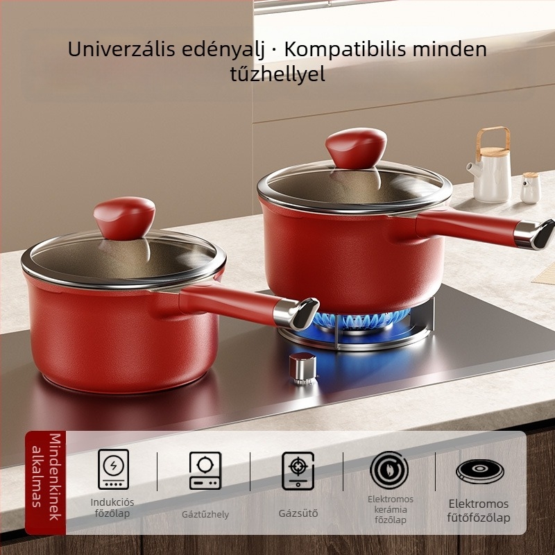 Titánium-kerámia bébi tejfőző edény, tapadásmentes sík alj, bébiételekhez, sütéshez, gőzöléshez és levesekhez, egy személyre.
