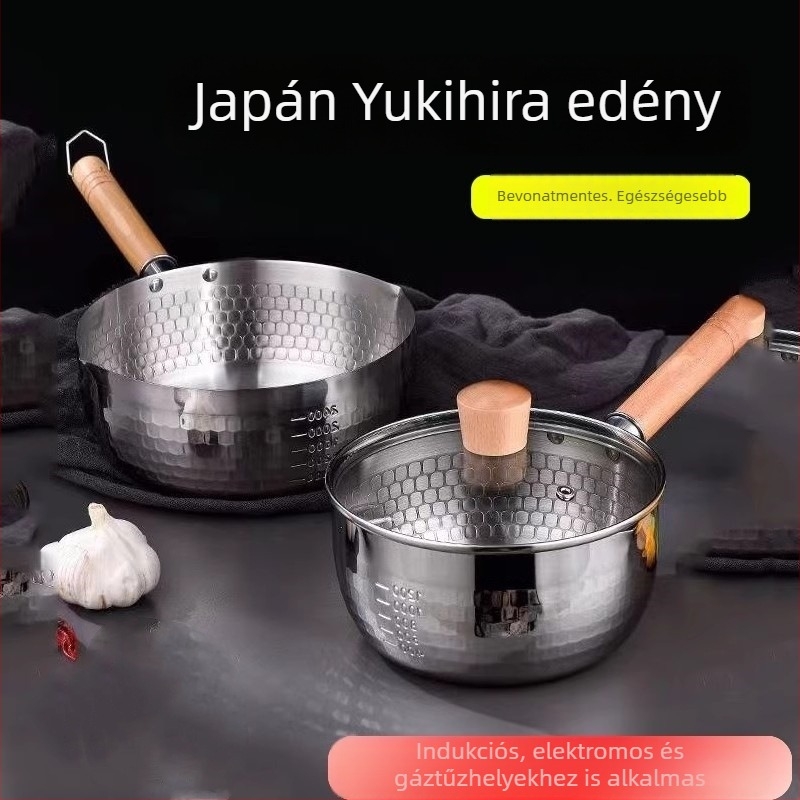 Japán-stílusú Yukihira fazék rozsdamentes acélból, levesekhez, zabkásához, tésztákhoz és tejhez