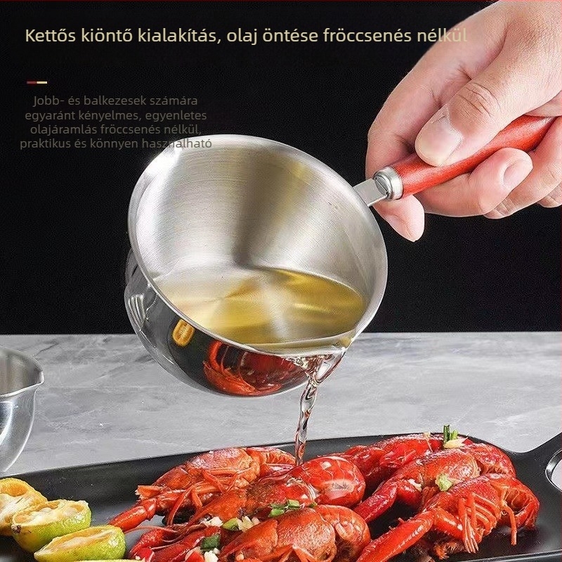 Mini rozsdamentes acél olajöntő edény, tapadásmentes, indukciós főzőfelülettel kompatibilis