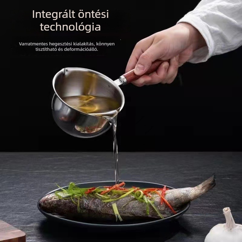 Mini rozsdamentes acél olajöntő edény, tapadásmentes, indukciós főzőfelülettel kompatibilis