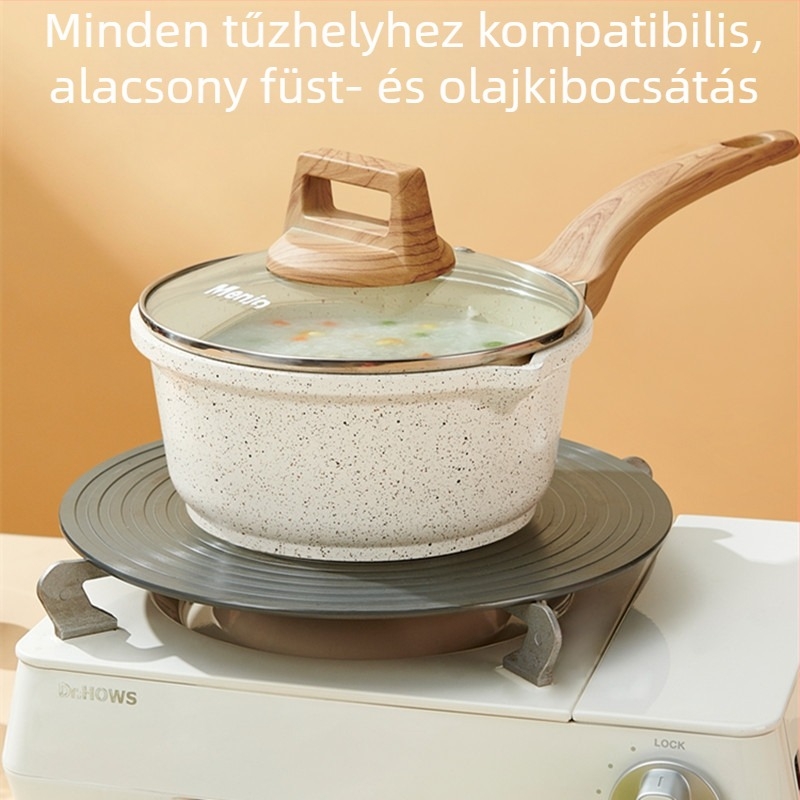 Maifan kőből készült kis tejesfazék babáknak, egyben sütésre és főzésre, tapadásmentes, otthoni, többfunkciós fazék levesekhez és instant tésztákhoz
