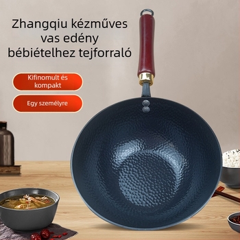 Kézzel készített, kis méretű tejfőző fazék bevonat nélküli öntöttvasból, sokoldalú főzéshez és sütéshez, babaételekhez