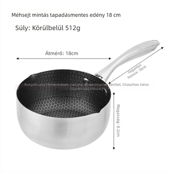 Rozsdamentes acélból készült multifunkciós edénykészlet, tapadásmentes méhsejt bevonattal: serpenyő, japán tejfőző, méhsejt pároló és bébiételes edény