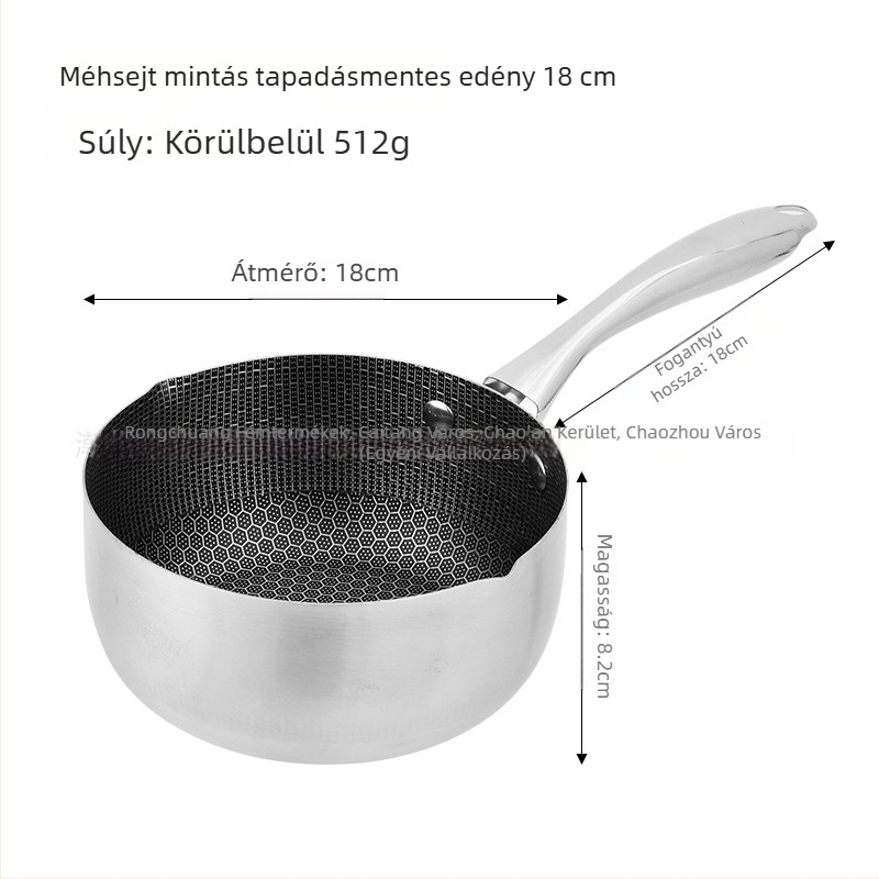 Rozsdamentes acélból készült multifunkciós edénykészlet, tapadásmentes méhsejt bevonattal: serpenyő, japán tejfőző, méhsejt pároló és bébiételes edény