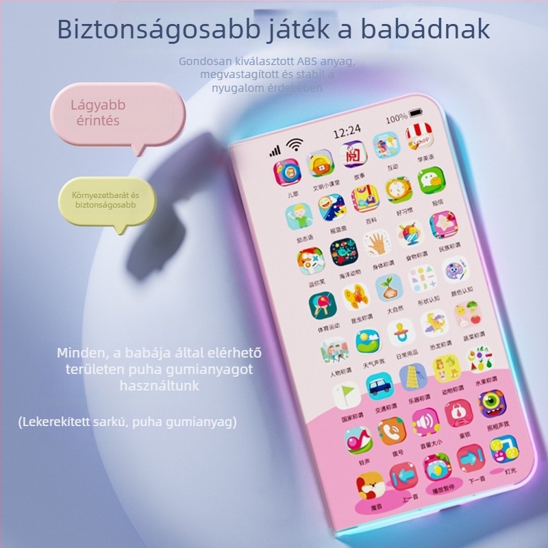 Összecsukható kijelzős oktatótelefon gyerekeknek – interaktív zenés és mesés játék